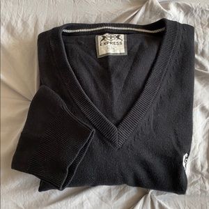 Express V-Neck Logo Sweater